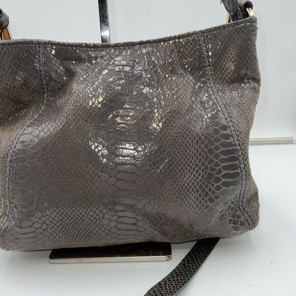 Michael Kors Snakeskin Embossed Suede MK Hardware Crossbody Bag - Picture 2 of 9